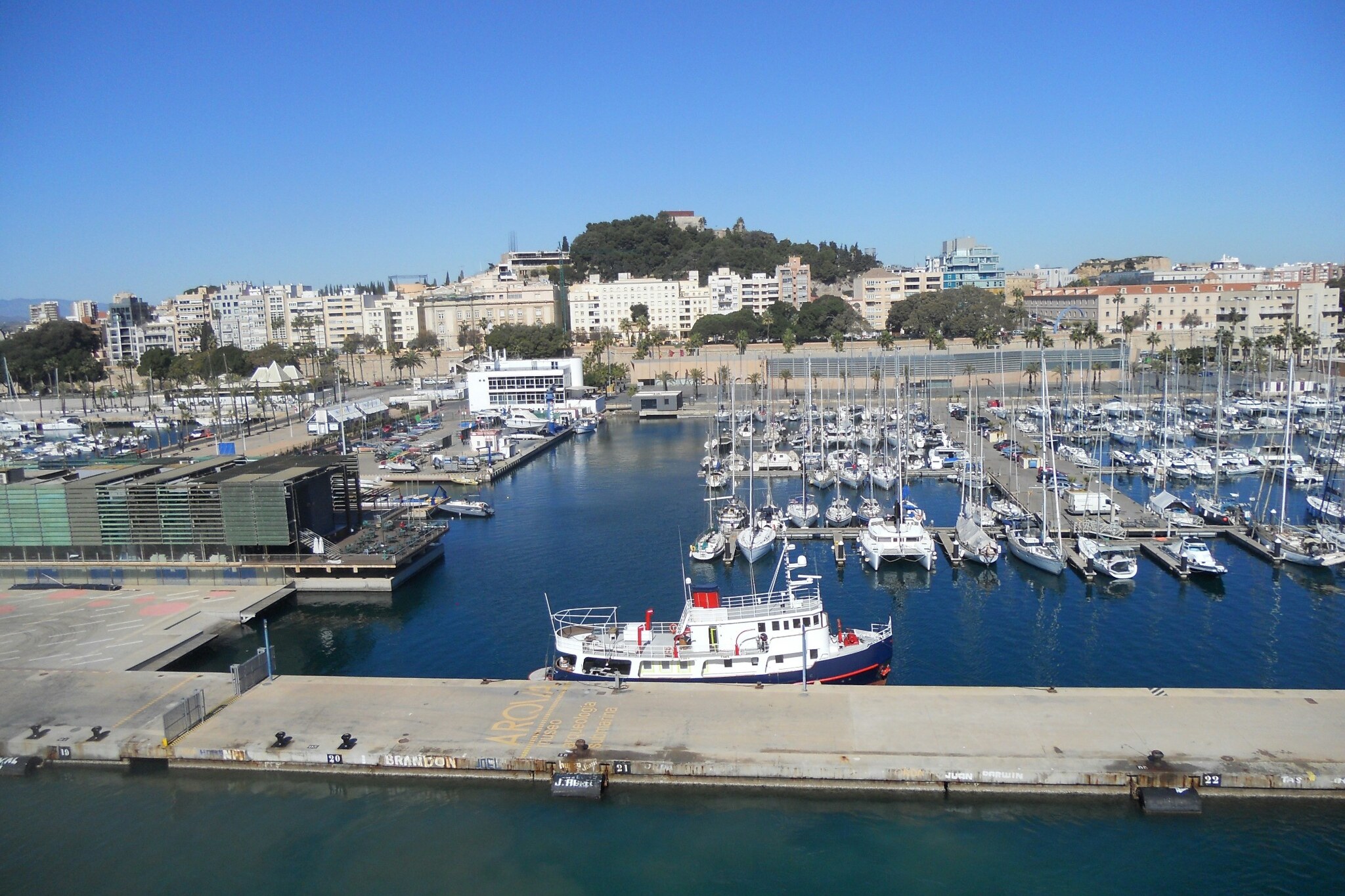 Cartagena marina with the city rising behind the waterfront