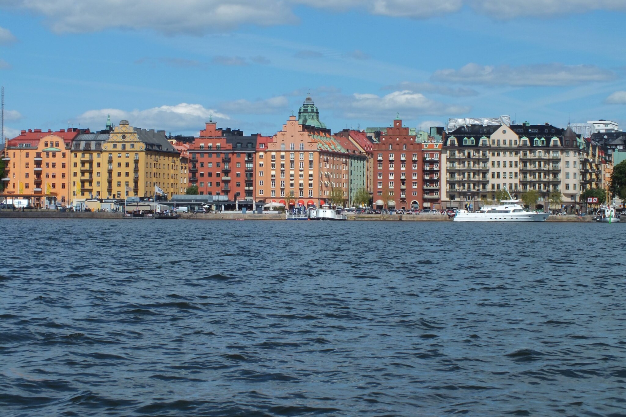 Colourful Stockholm waterfront architecture viewed across the water