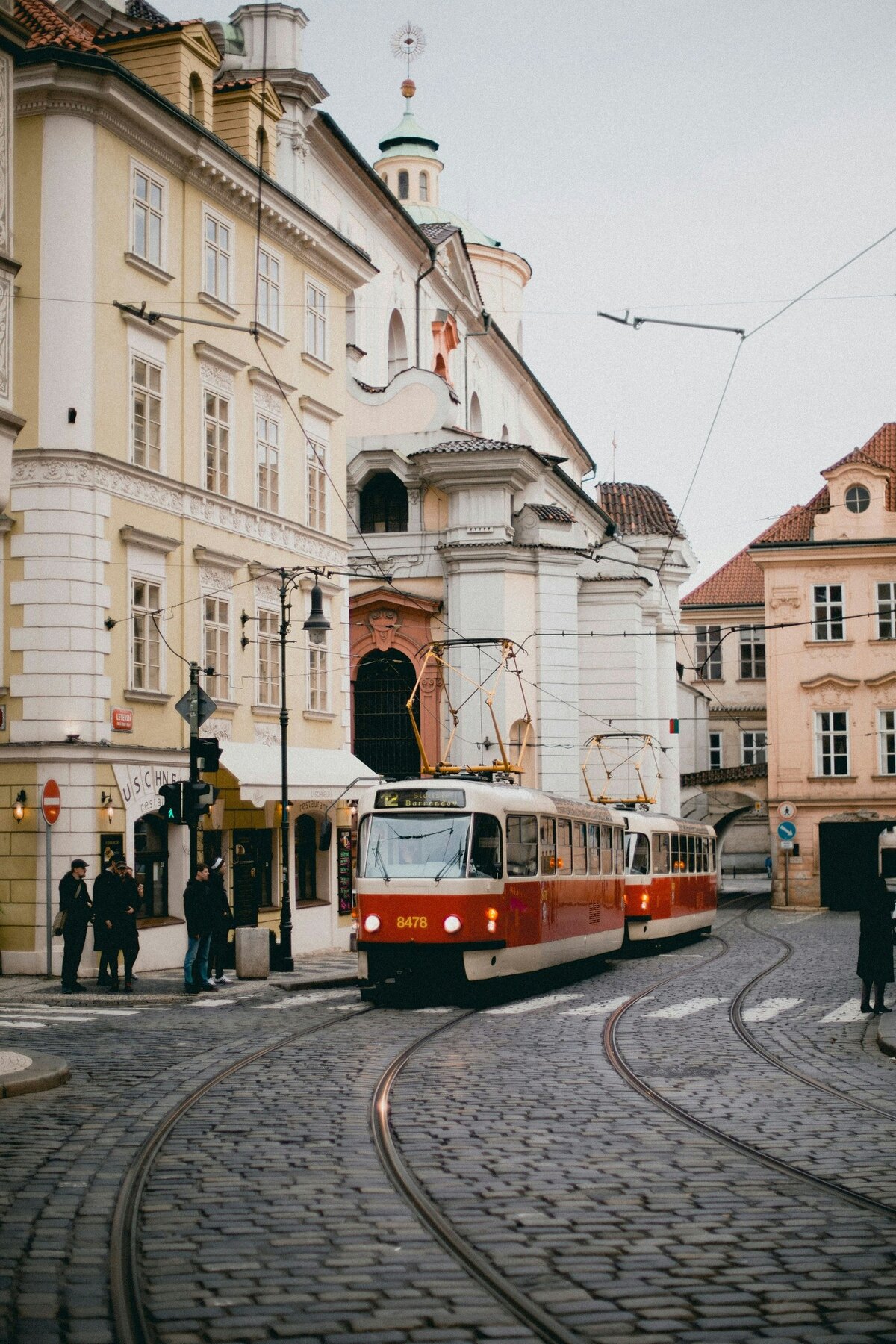 A quiet historic lane and warm-toned façades in Prague
