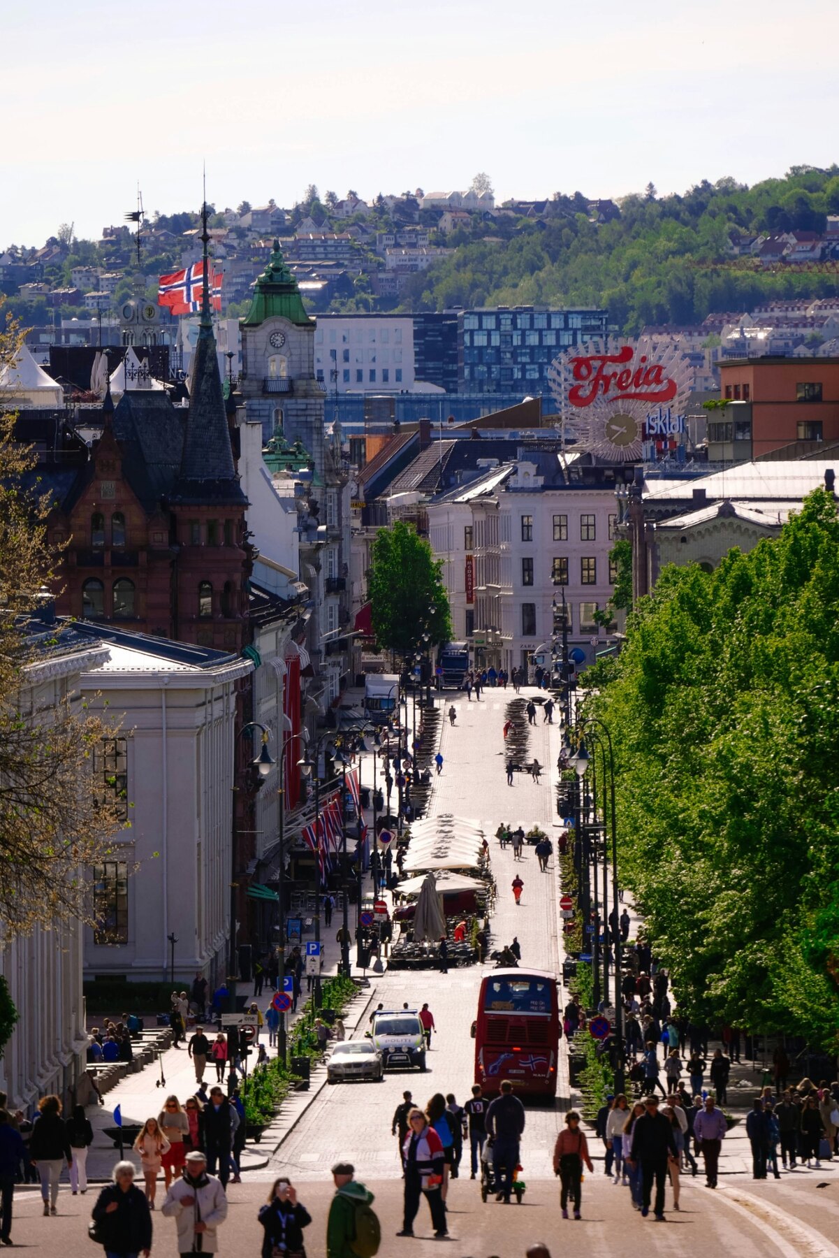 Oslo's waterfront and city buildings viewed from across the harbour