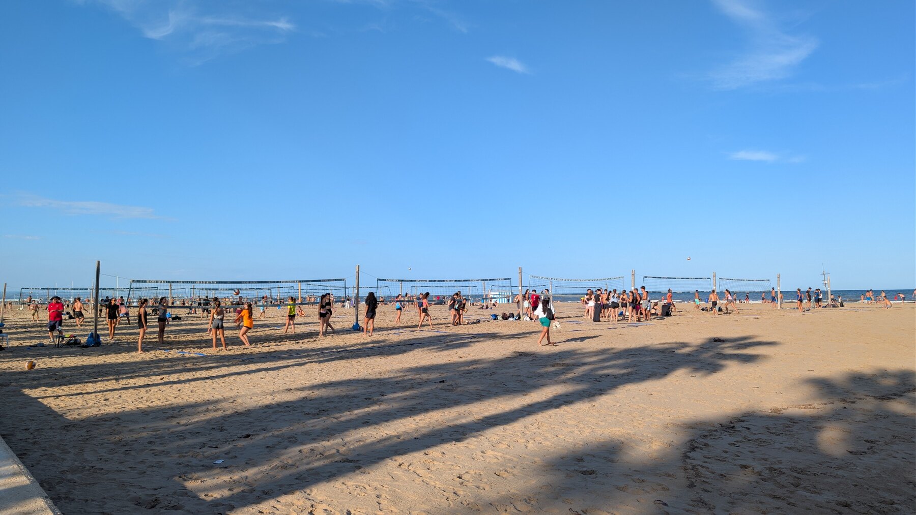 People relaxing on the broad sands of Valencia's city beach
